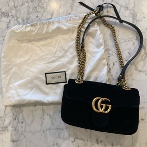 Gucci GG Marmont Velvet Mini Chain Flap Bag